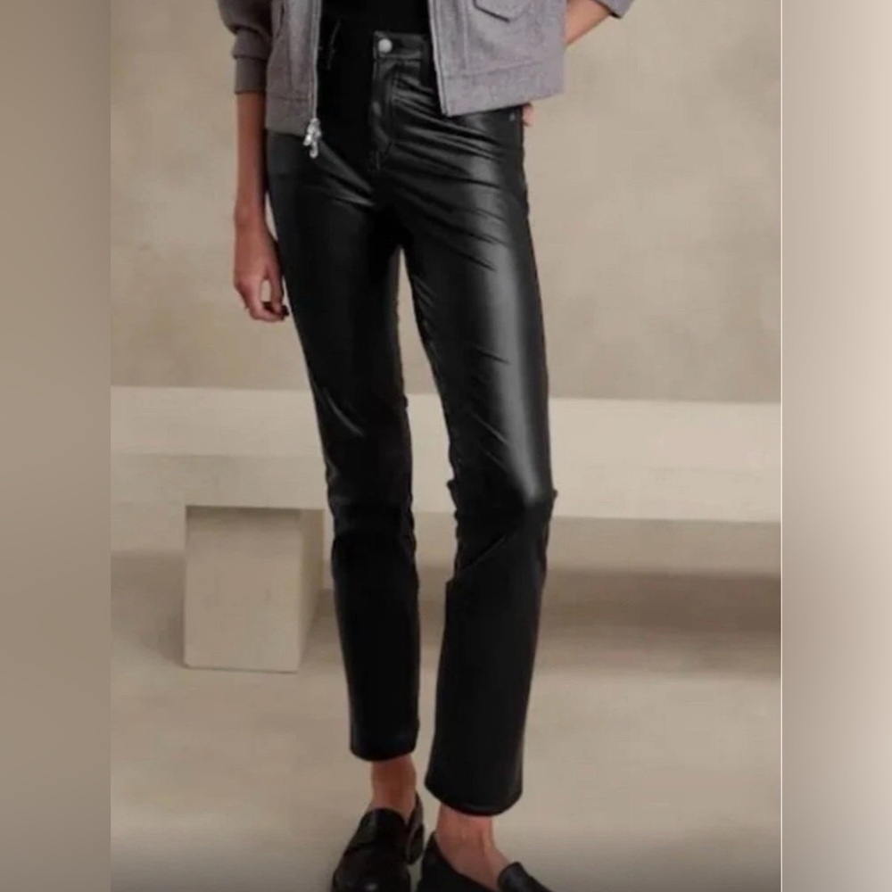 Banana Republic Black Faux Leather Skinny Pants